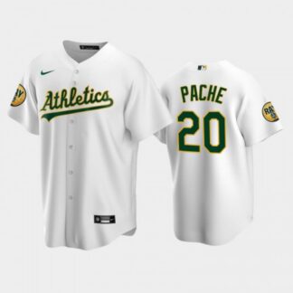 Oakland Oakland Athletics #20 Cristian Pache Men’s Nike 2022 Ray Patch Authentic Home White Jersey Men’s