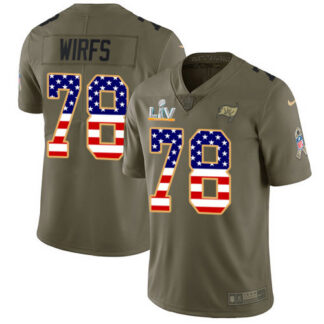 Nike Tampa Bay Buccaneers #78 Tristan Wirfs Olive/USA Flag Men’s Super Bowl LV Bound Stitched NFL Limited 2017 Salu...
