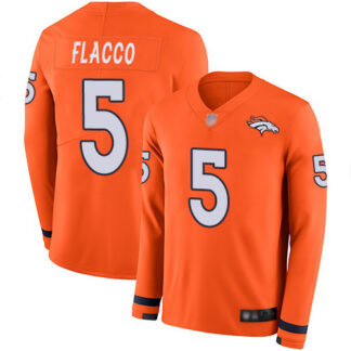 Nike Denver Broncos #5 Joe Flacco Orange Team Color Youth Stitched NFL Limited Therma Long Sleeve Jersey