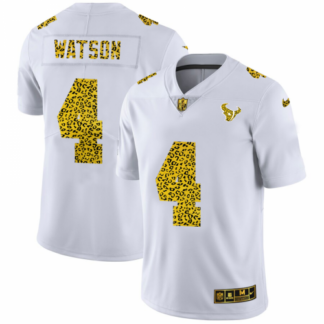 Houston Texans #4 Deshaun Watson Men’s Nike Flocked Leopard Print Vapor Limited NFL Jersey White